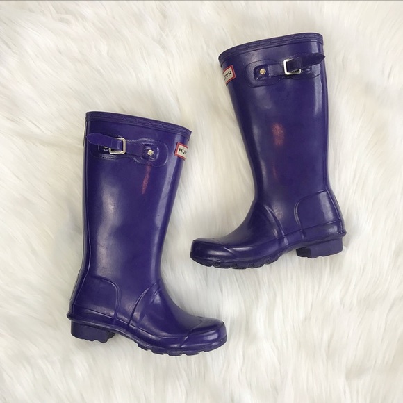 Hunter Other - {Hunter} Purple Girls Glossy Rain Boots